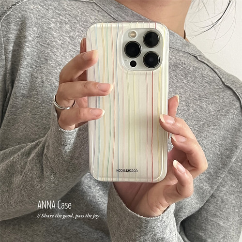 韩系ins简笔彩色细线条17手机壳