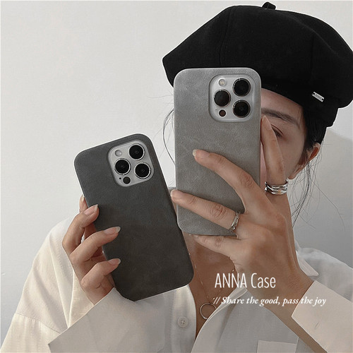 苹果iphone16pro翻毛皮简约灰色