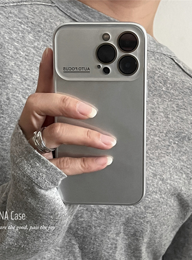 ANNACASE高级简约清透银灰大视窗适用苹果17promax手机壳iphone17光面15pro新款16全包16promax防摔保护套14