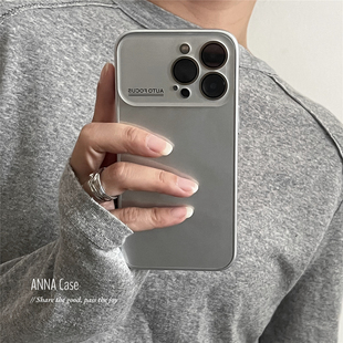 ANNACASE高级简约清透银灰大视窗适用苹果17promax手机壳iphone17光面15pro新款 16全包16promax防摔保护套14