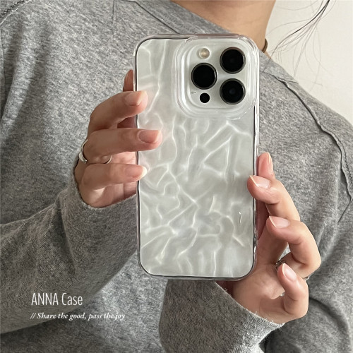 ins简约清透水波褶皱纹手机壳