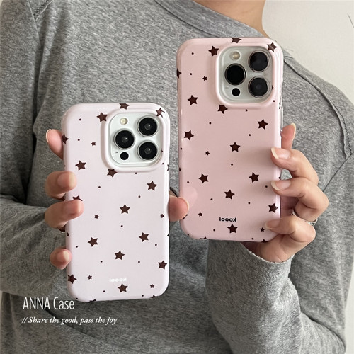 韩系ins少女可爱粉色星星手机壳
