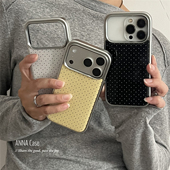 ANNACASE简约纯色细小波点电镀银边适用苹果17promax手机壳iphone14高级感15pro新款 17软16promax防摔保护套