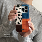 ANNACASE秋冬豹纹拼接格子磁吸手机壳适用iphone17promax苹果14全包17pro新款 15pro软壳16Promax防摔保护套16