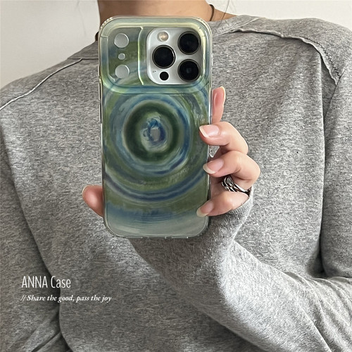 高级晕染绿色幻境旋涡苹果手机壳