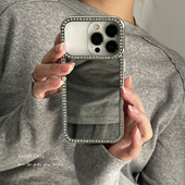 ANNACASE高级气质少女镜面闪钻手机壳适用iphone17promax苹果14新款 15pro全包16ProMax防摔保护套17pro软壳