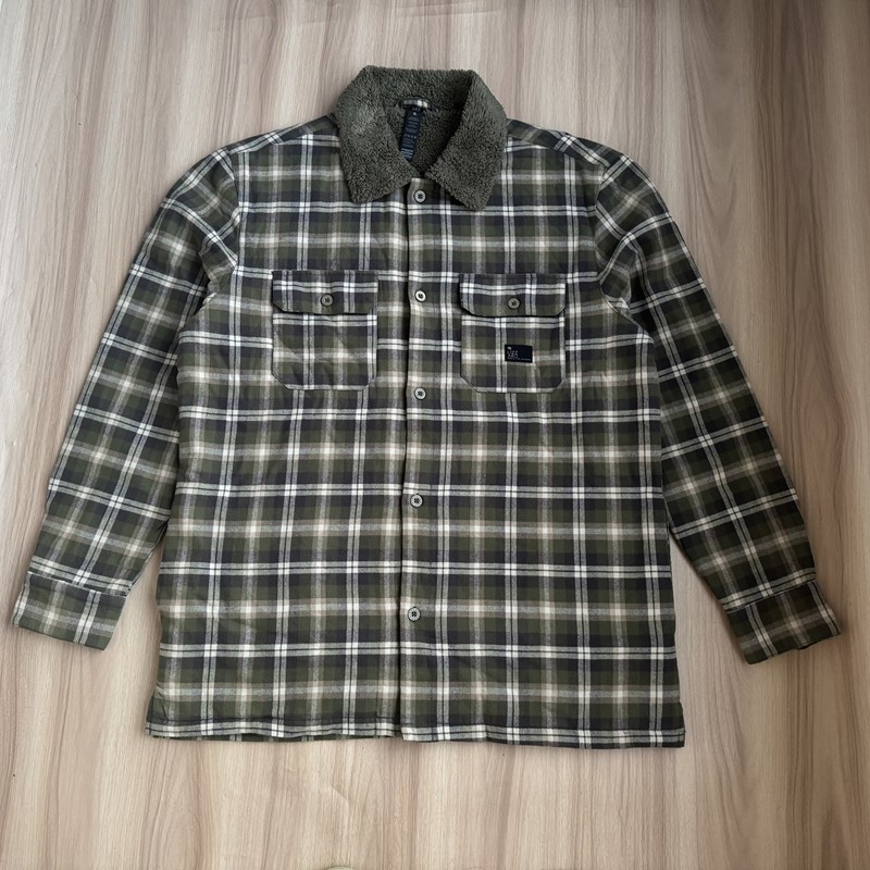 外单男士大码加绒衬衫冬季保暖双层绒里翻领休闲纯棉水洗格子衬衣