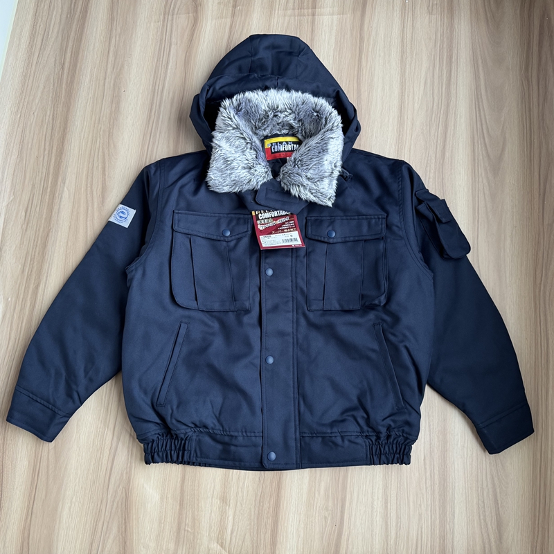 日单男女款工装棉衣夹克 秋冬季夹棉薄款翻领连帽短款棉外套