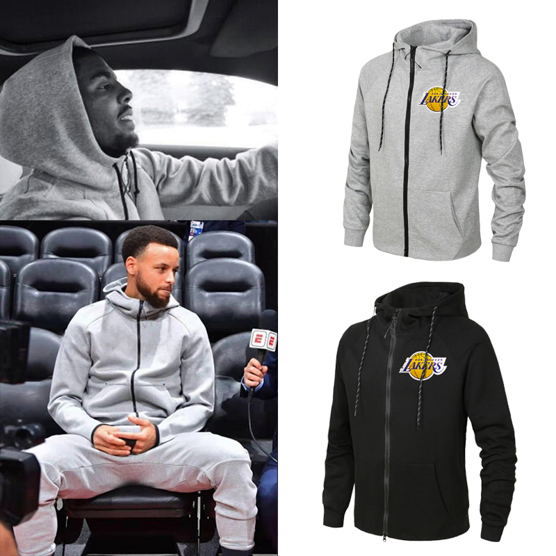 湖人队外套连帽拉链欧文出场服