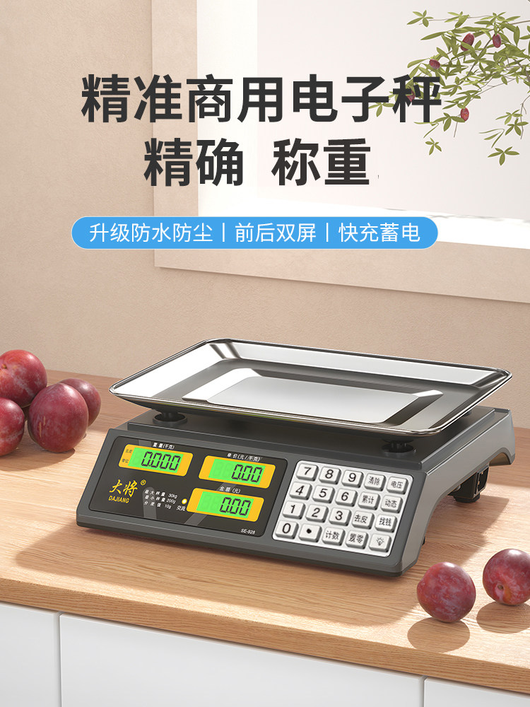 30kg商用精准电子秤小型手提台秤食物水果卖菜摆摊家用厨房克称重