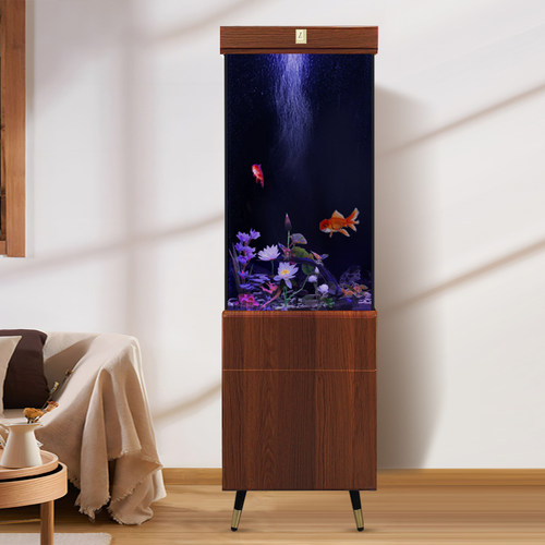 立体竖形超白七彩变色边几鱼缸