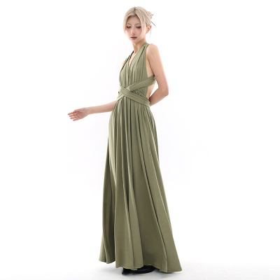 川故纵 【娇客】2026年夏季性感宴会高雅露背长款过膝连衣裙女