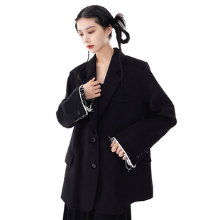 SiON青田绪一 黑色西装外套女春季新款2023休闲气质宽松西服