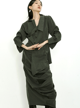 SiON青田绪一 欣赏【玄鬢】 原创设计黑灰色西装女2023年春季外套