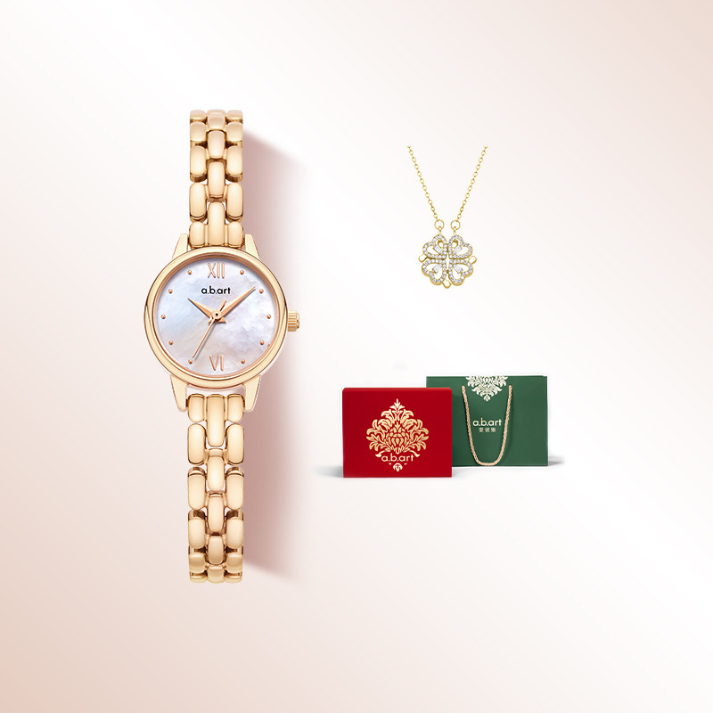 瑞士abart 小椰奶石英手表女钢带小表盘轻奢送女友情人节新年礼物