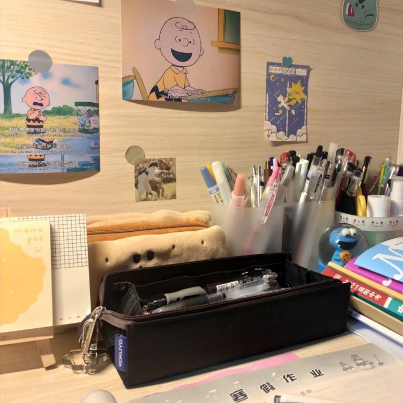 ins日系新款流行大容量帆布笔袋