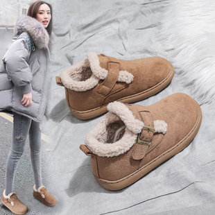 豆豆鞋冬季外穿加绒2025新款保暖加厚棉鞋雪地靴女款厚底毛毛鞋