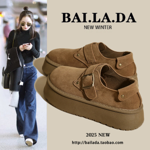 2025春秋季 新款 百搭女鞋 爆款 休闲秋冬鞋 女款 秋款 子 厚底增高勃肯鞋