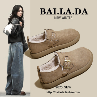 爆款毛绒勃肯鞋雪地靴女款2025冬季新款加绒加厚保暖棉鞋子一脚蹬