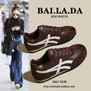 女款 2025秋季 新款 爆款 女鞋 巨好看德训鞋 百搭休闲运动阿甘鞋 子 经典