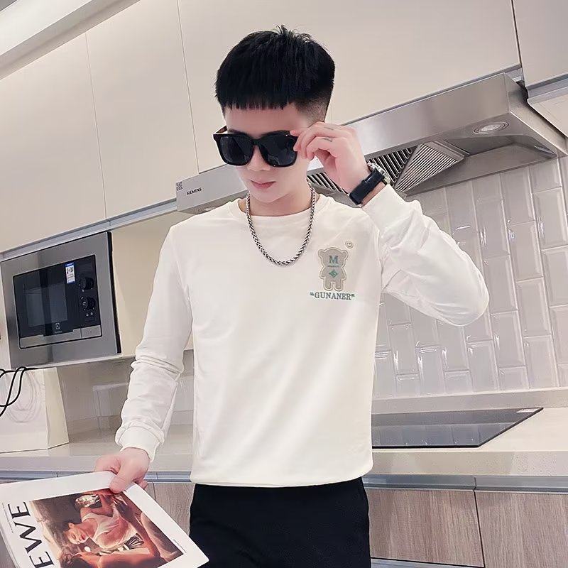 青春流行休闲潮小熊圆领加绒套头秋冬印花潮流卫衣2022男新款百搭