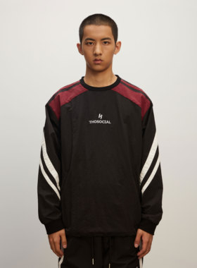 THOS 23AW 秋季新款复古撞色运动绣花肌理感上衣圆领插袋情侣卫衣