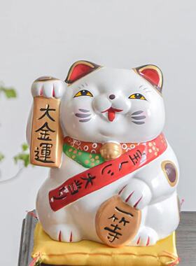 国内现货日本彩绘金运来福招财猫摆件生日开业乔迁创意礼物