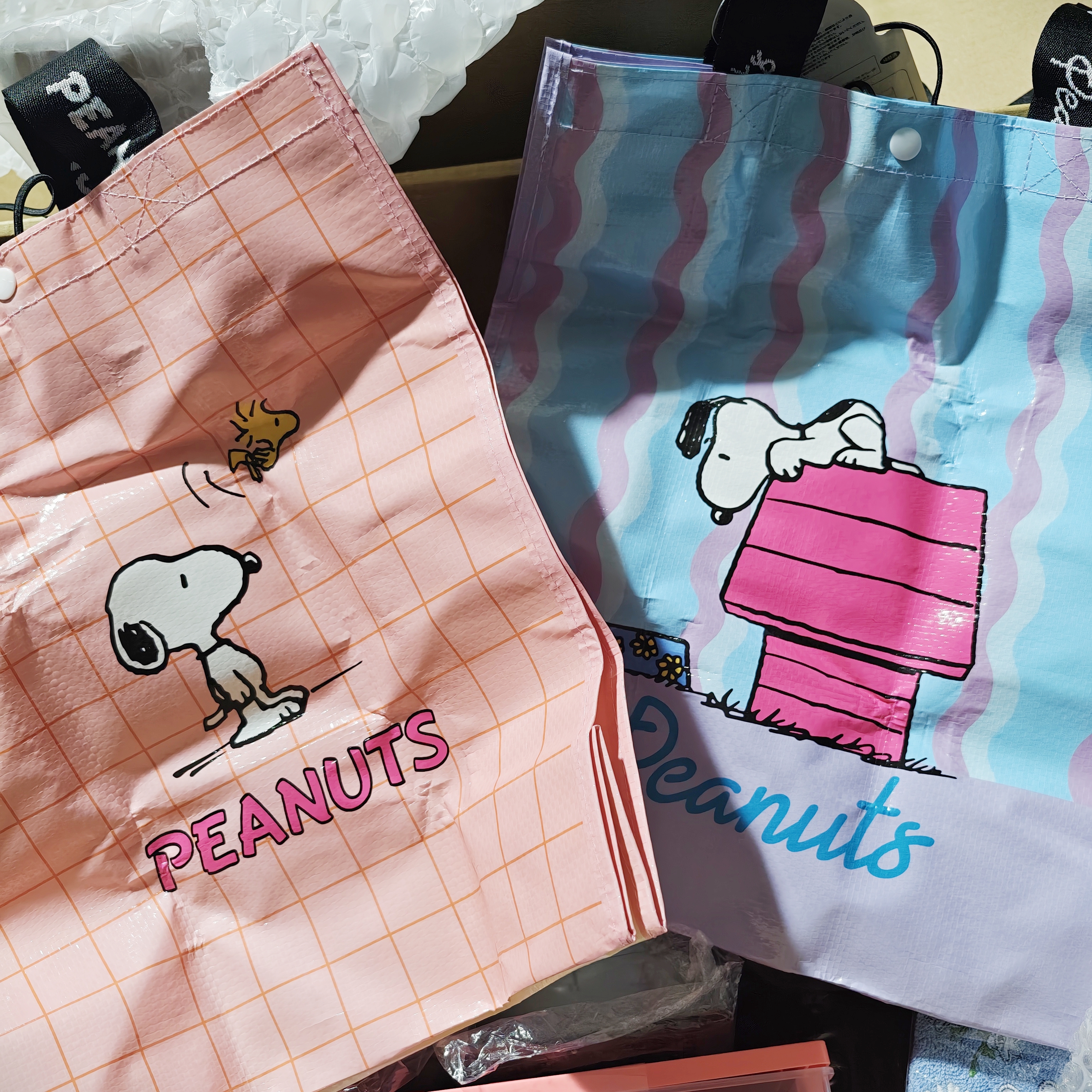 国内现货日本采购PEANUTS史努比新款编制手提袋 防水袋 背带包