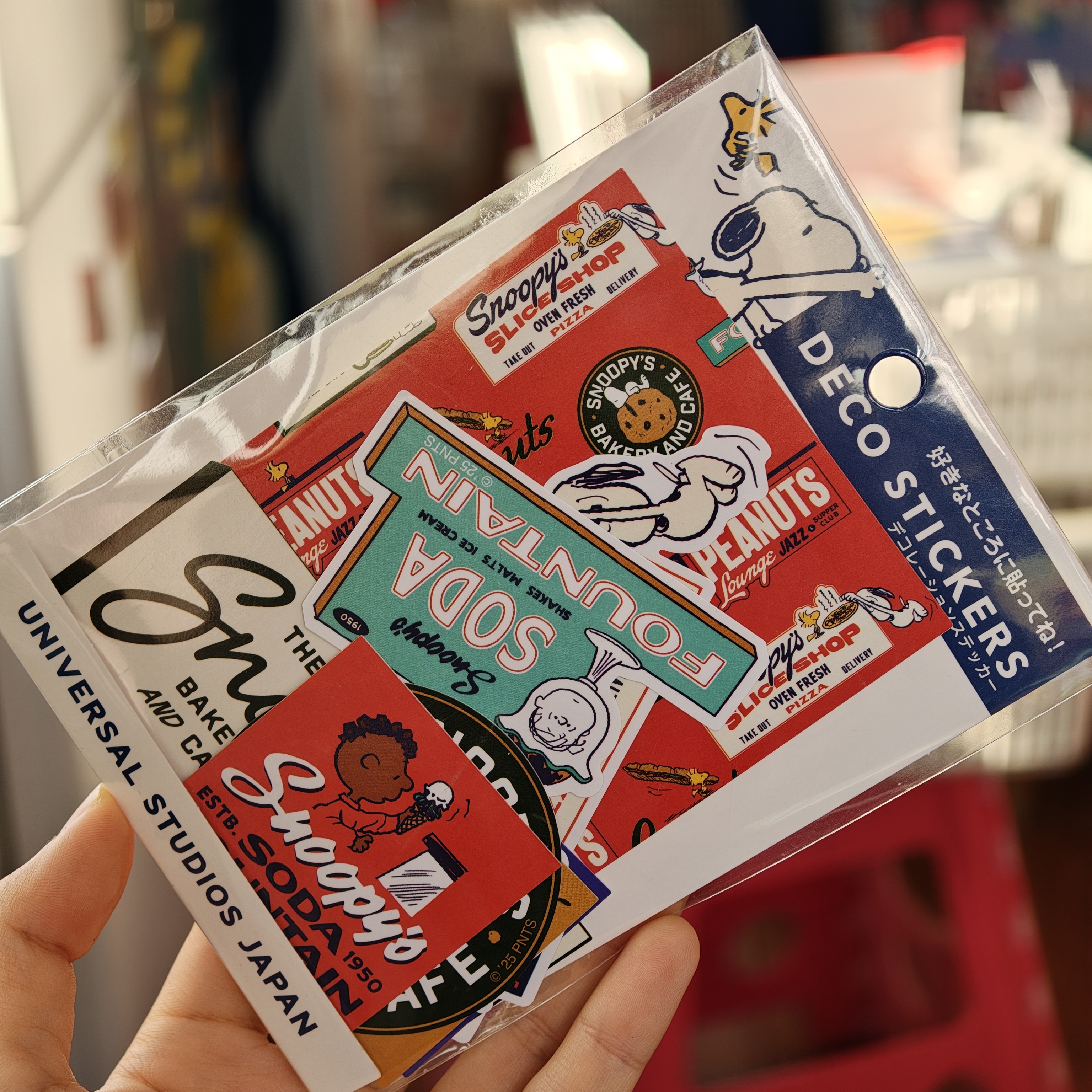 国内现货日本大阪环球usj采购红色系列史努比贴纸10枚装