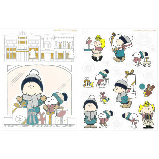 国内现货 日本冬日USJ史努比窗户贴纸2枚装