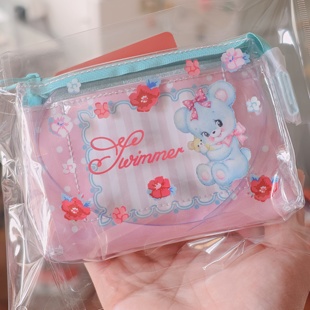 国内现货日本采购昭和swimmer粉粉系列PVC透明双层收纳包杂物小包