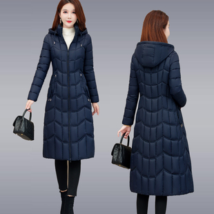 百搭气质羽绒棉服 冬季 中长款 过膝修身 显瘦棉袄女收腰外套轻薄时尚