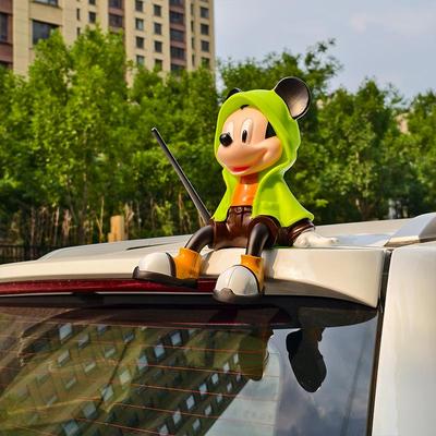 汽车装饰摆件车顶尾部玩偶后备箱车外公仔挂件坐姿米奇车载装饰品