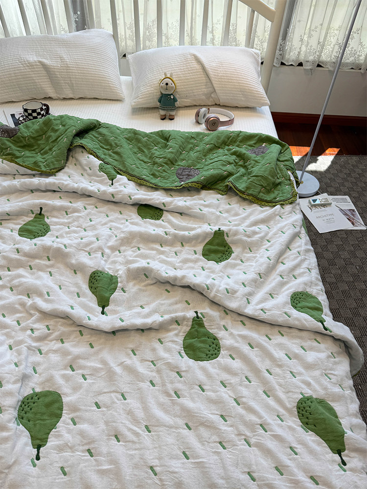 면 자카드 5겹 거즈 여름 시원한 이불 귀여운 오리배 담요 순면 여름 시원한 이불 에어컨 이불 150*200