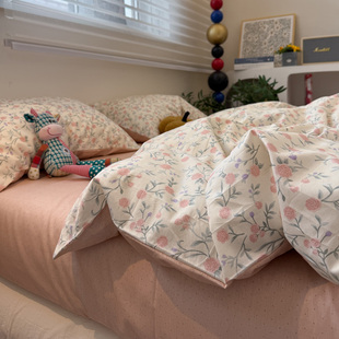 小清新田园风碎花纯棉床上四件套全棉床单被套公寓三件套双人床品