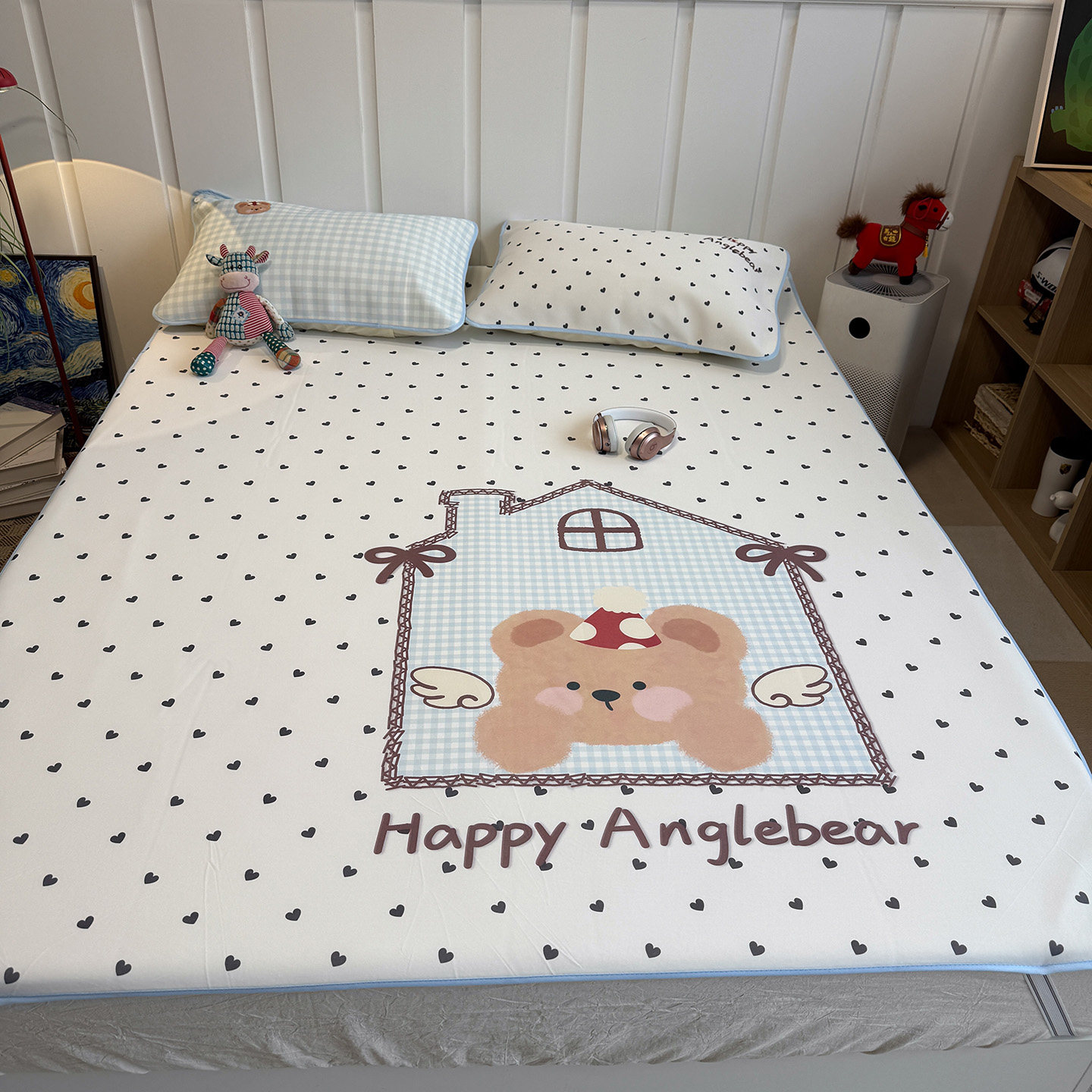 夏季凉感席可爱卡通大版冰丝席三件套空调席学生宿舍夏凉席软席子