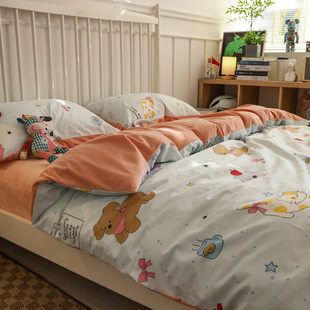 冬天加厚保暖全棉纯棉加绒牛奶绒水晶绒四件套被套床单三件套床品