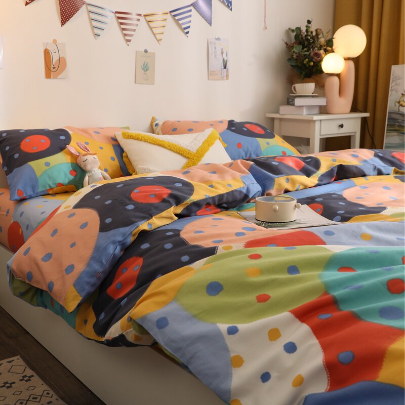 ins饼干森林床上四件套清新全棉纯棉被套床单学生宿舍公寓三件套