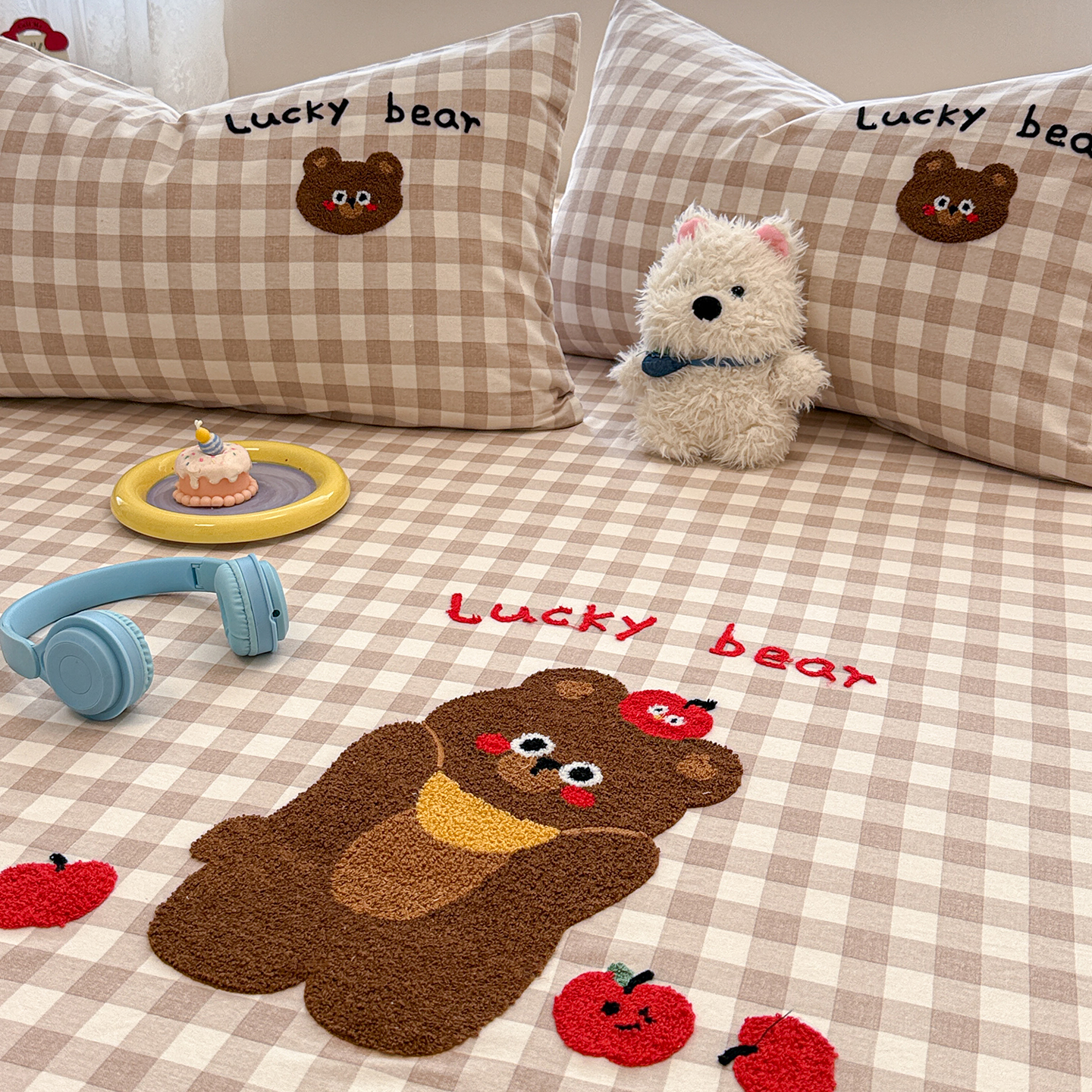 卡通毛巾绣纯棉磨毛床单单件秋冬全棉儿童被单人宿舍床笠罩三件套