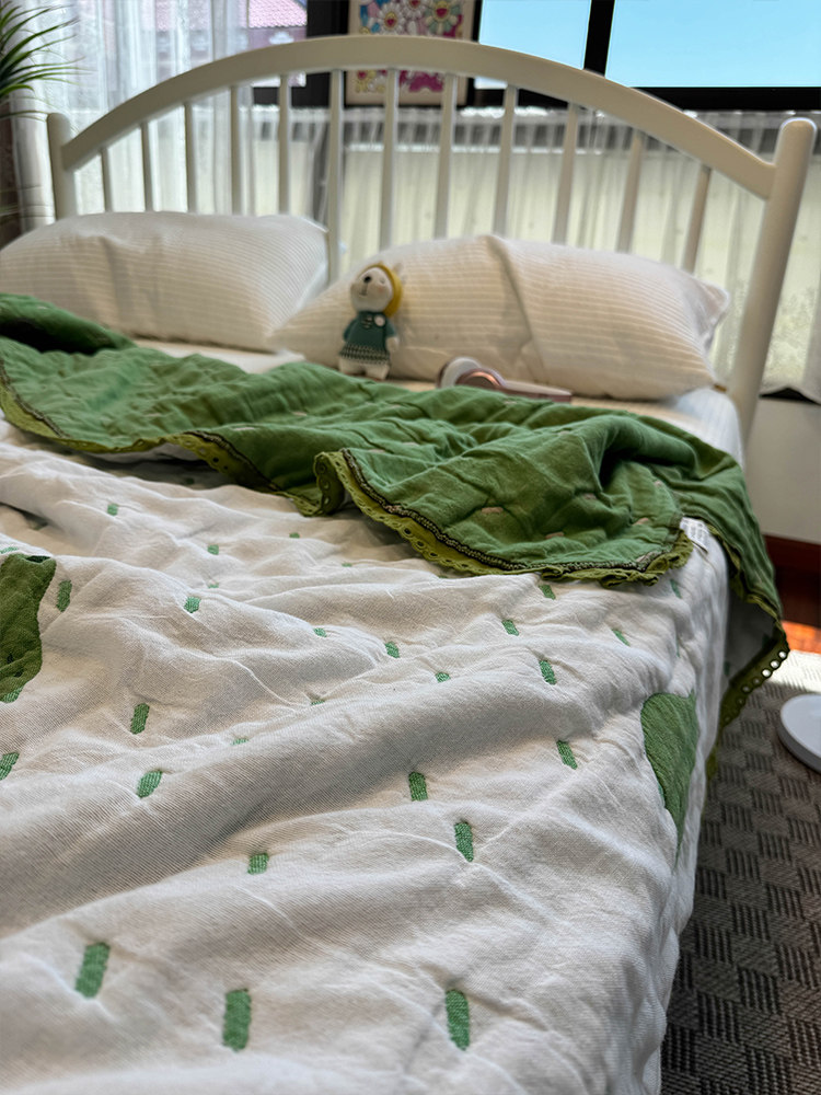 면 자카드 5겹 거즈 여름 시원한 이불 귀여운 오리배 담요 순면 여름 시원한 이불 에어컨 이불 150*200