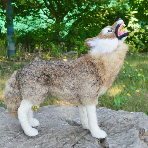 狼皮毛摆件玩具仿真狼