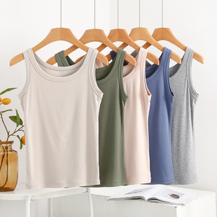无袖 外穿内搭打底衫 白色宽带工字螺纹上衣 夏季 小吊带背心女士薄款