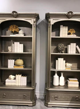 美克art家具筑源书柜酒柜美式欧式实木复古书柜展示柜装饰柜定制