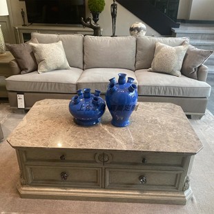 美克art家具美家建筑复兴茶几 美式实木雕刻复古长方形咖啡桌定制