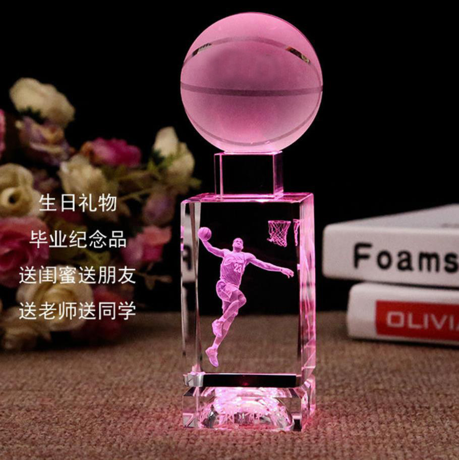 水晶篮球diy麦迪科比摆件