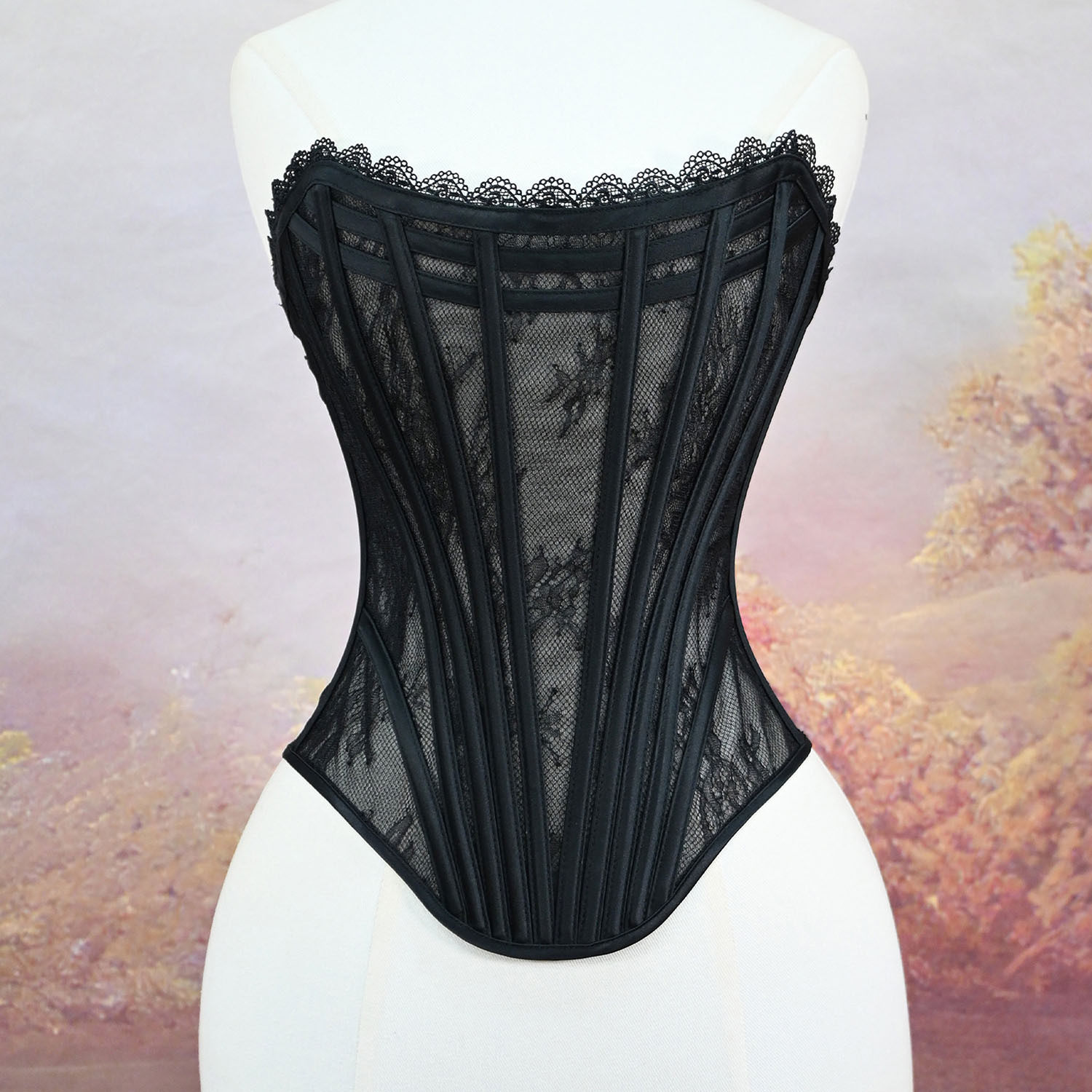 蕾丝花边性感抹胸诱惑鱼骨胸衣修身收腰紧身纯欲内搭塑身衣