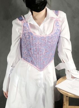 23509元宝提花后绑带胸衣束身胸衣辣妹叠穿小背心上衣