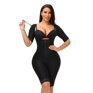 货源蕾丝中袖拉链连体塑身衣女colombian shapewear bodysuit