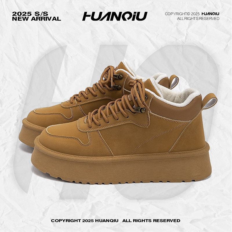 环球厚底板鞋冬季新款男士加绒雪地靴百搭保暖马丁靴潮流休闲男鞋,流行男鞋,休闲板鞋,淘宝优惠券,粉丝福利购,淘宝优惠卷