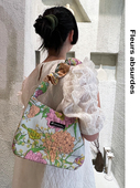 花鸟抽绳包 Fleurs absurdes 提花大容量休闲单肩斜跨手提马鞍包
